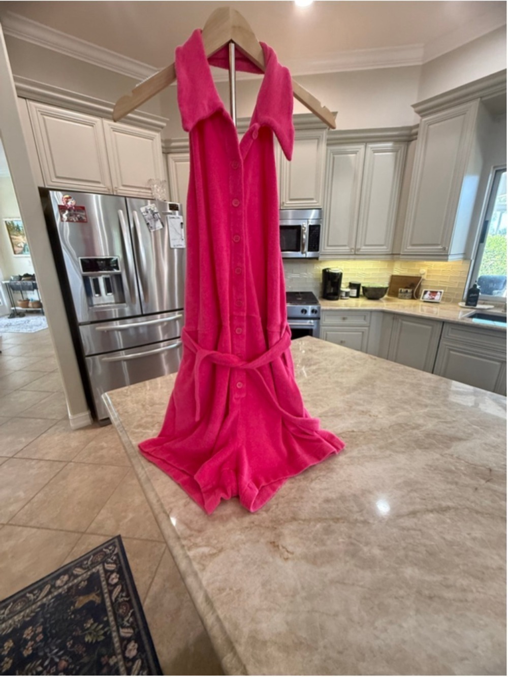 & Other Stories Pink Terry Cloth Halter Romper Large